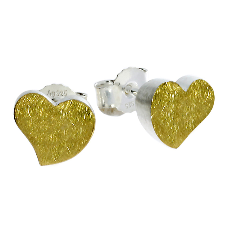 Stud earrings si with fine gold heart