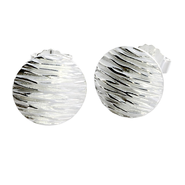 Crease stud earrings 12 mm silver-bright