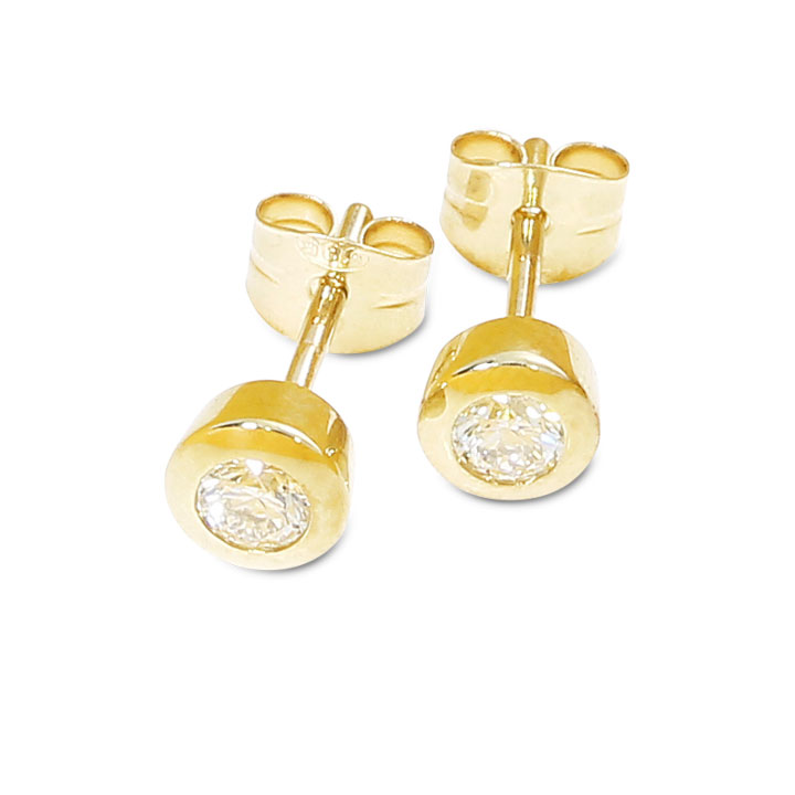 Stud earrings 585 gold diamond 0,11ct TWSi