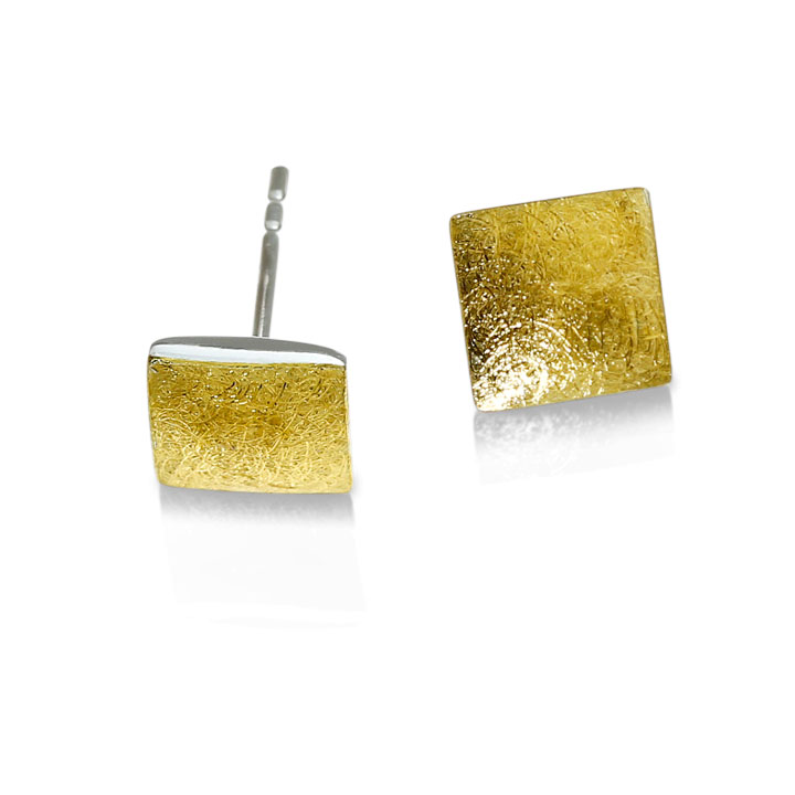 Stud earrings silver with fine gold