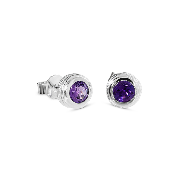 Ohrstecker Silber Crease Blossom Amethyst 5 mm fac