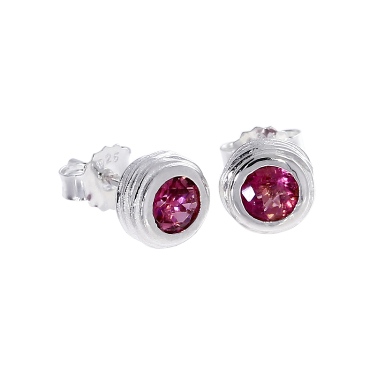 Stud earrings silver crease Blossom tourmaline pink 5 mm fac