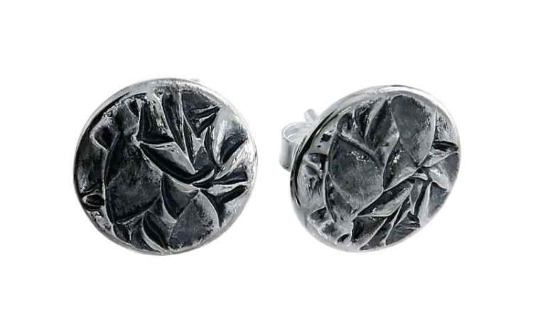 Leaves stud earrings 12 mm oxidised