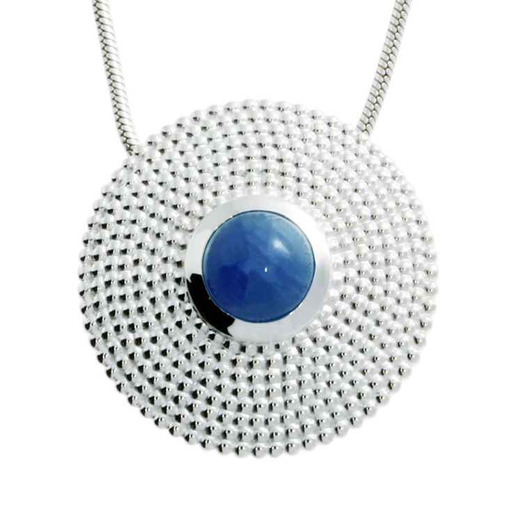 Pendant dots no.2 silver light tanzanite 7 mm cab