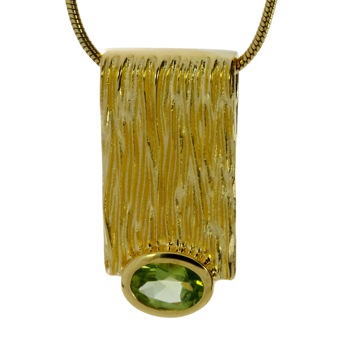 Pendant crease silver gold-plated peridot fac 