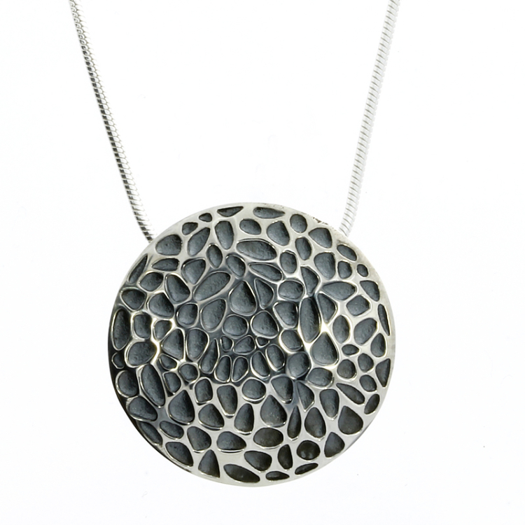 Pendant Voronoi 24 mm silver oxidised