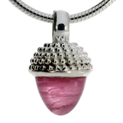 Pendant si Dots Acorn Pink Tourmaline 8 mm cab