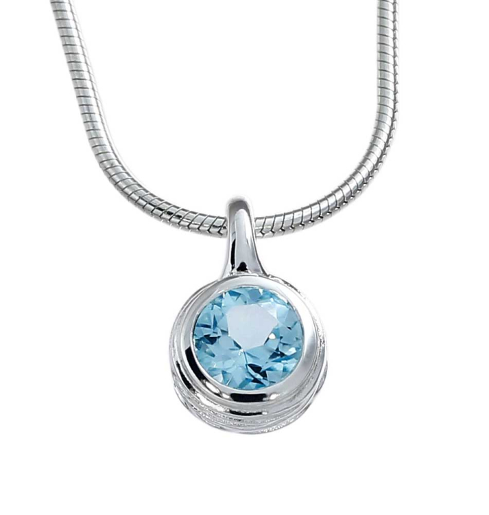 Pendant silver Crease Blossom blue Topaz 5 mm fac