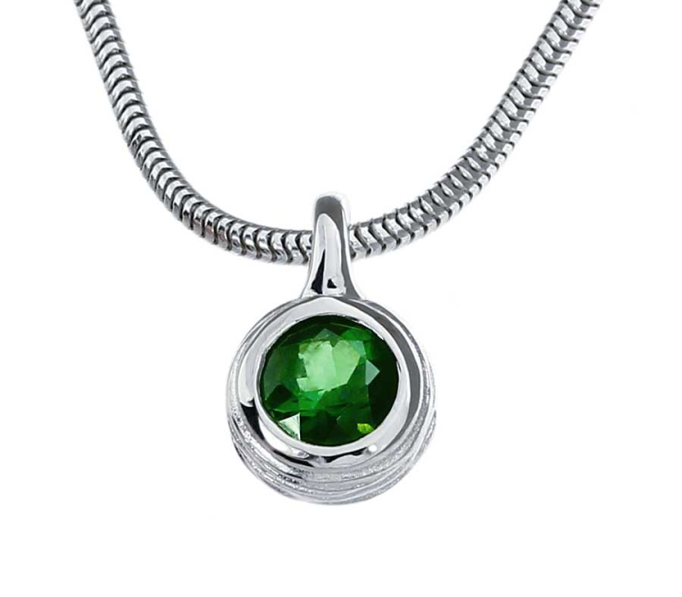 Pendant silver crease Blossom tourmaline green5 mm fac