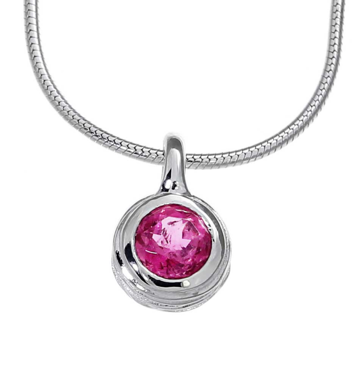 Pendant silver crease Blossom tourmaline pink5 mm fac