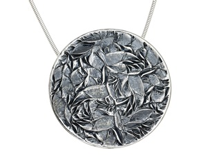 Pendant si Leaves 35 mm oxidised