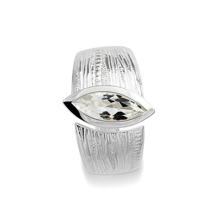 Ring silver beach cores white topaz 13 x 5 nav