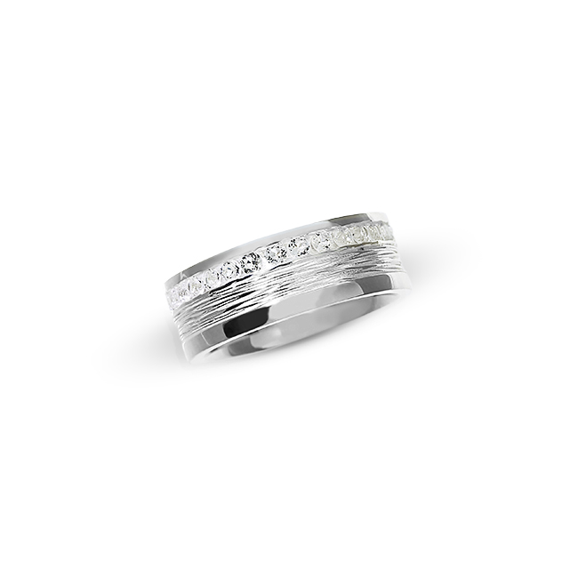 Ring Crease Silber 6 mm breit weißer Topas Kanalfassung 