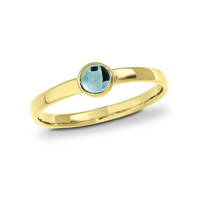 Ring Gold 585 Swiss blue Topas 4 mm cab