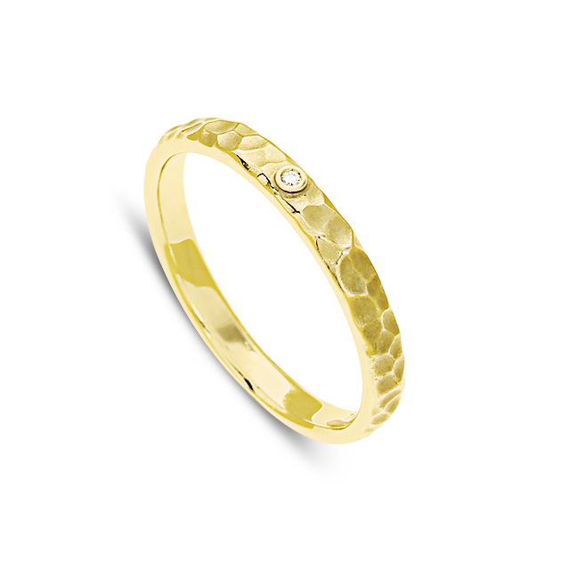 Ring Hammerschlag 585 Gelbgold Diamant 0,25 ct TWsi 