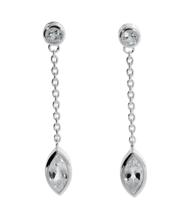 Earrings silver w.topaz 8 x 4 nav / 3mm round fac