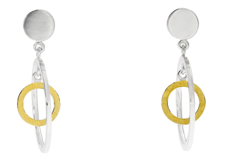 Earrings silver with fine gold
