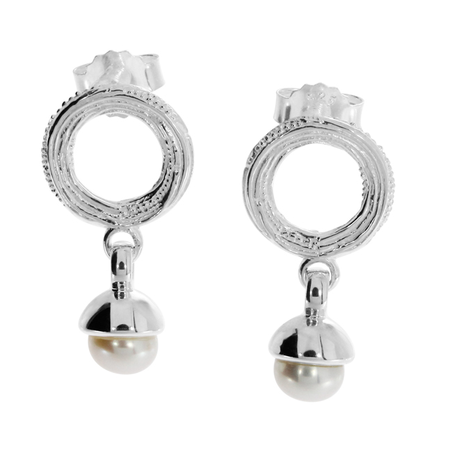 Stud earrings Strandcores silver light pearl 5 mm