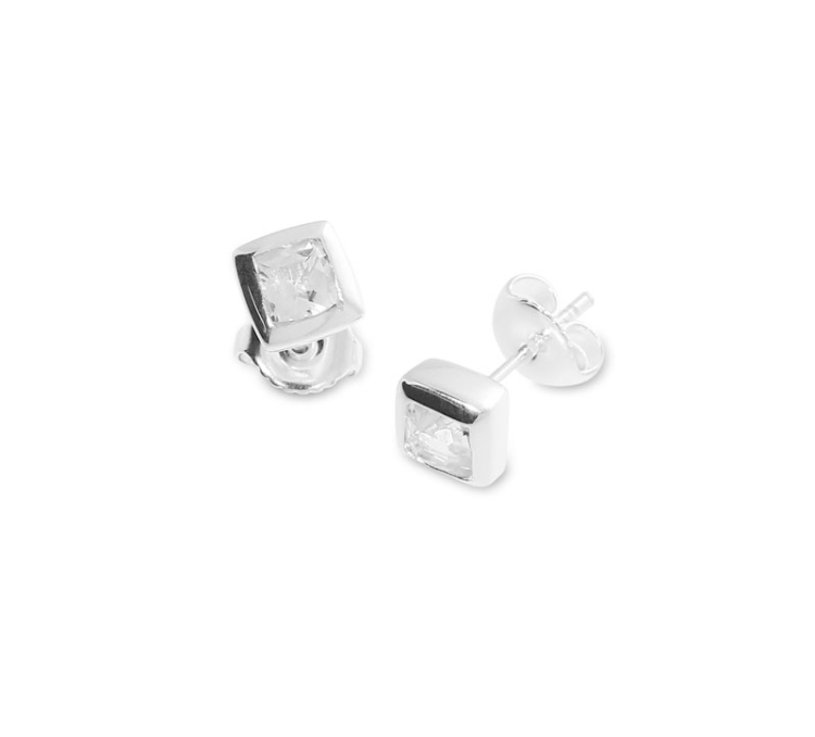 Ohrstecker Silber weißerTopas 4 x4 mm fac