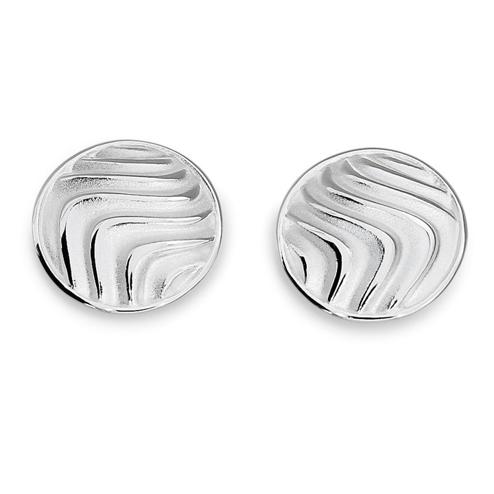 Stud earrings Waves 12 mm silver light