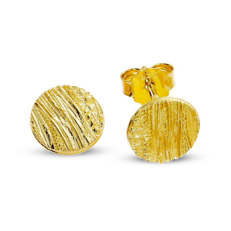 Stud earrings Strandcores silver fine gold plated 9 mm round 
