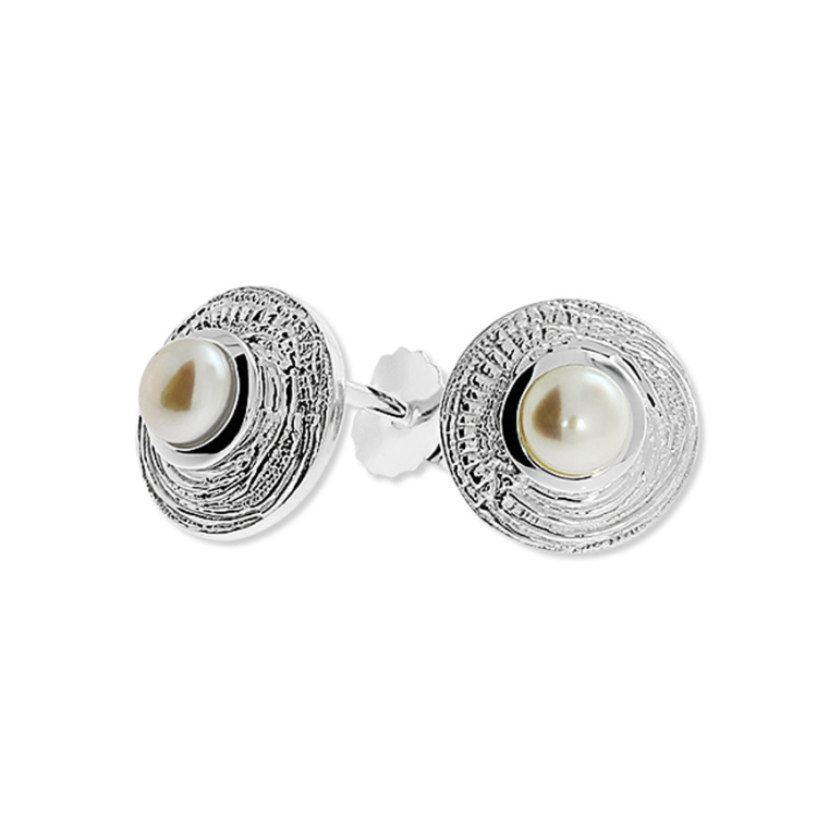 Stud earrings Strandcores silver pearl 4 mm 