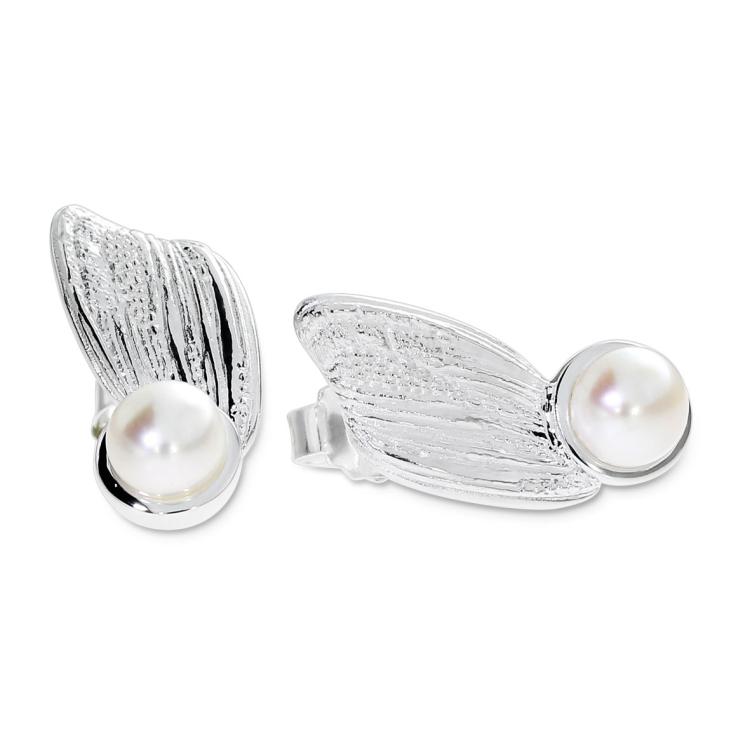 Stud earrings Strandcores silver light pearl 5 mm round