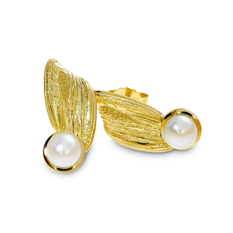 Stud earrings Strandcores si/gold plated pearl 5 mm round