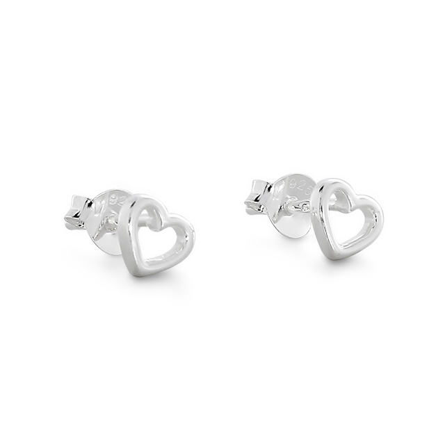 Ohrstecker Herz Silber hell