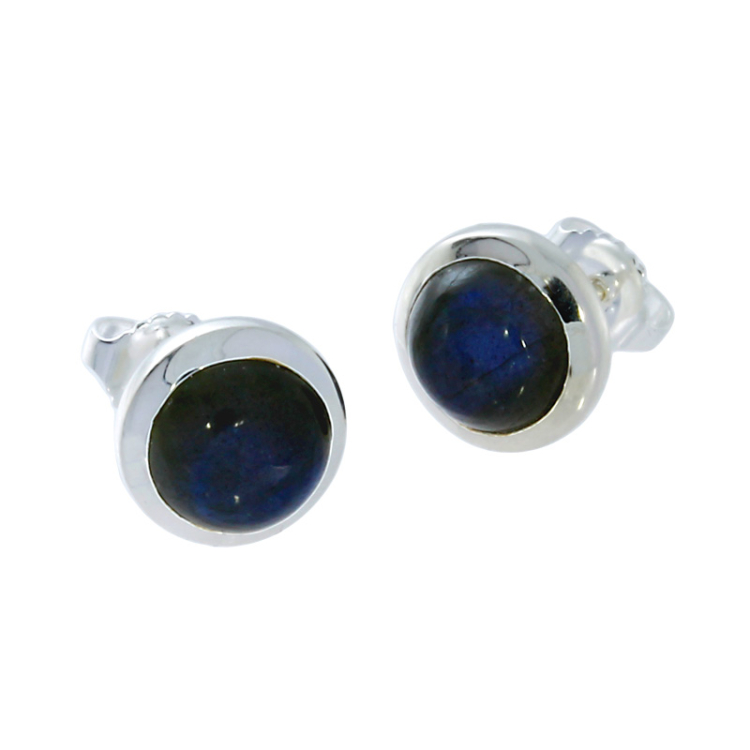 Stud earrings si labradorite 8 mm round