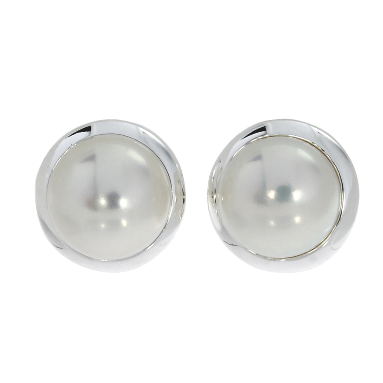 Stud earrings si pearl 8 mm round