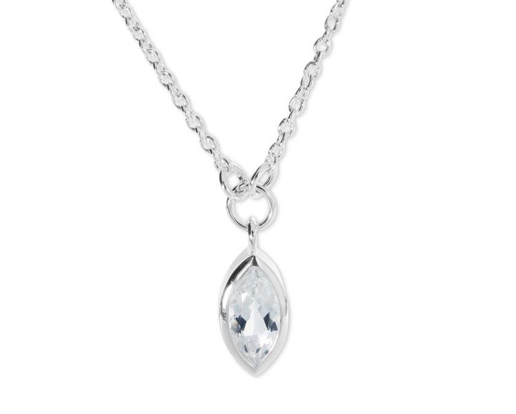 Pendant silver white topaz 8 x 4