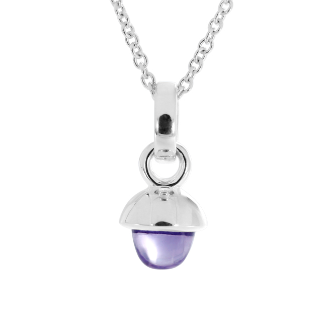 Pendant silver acorn amethyst 5 mm cab