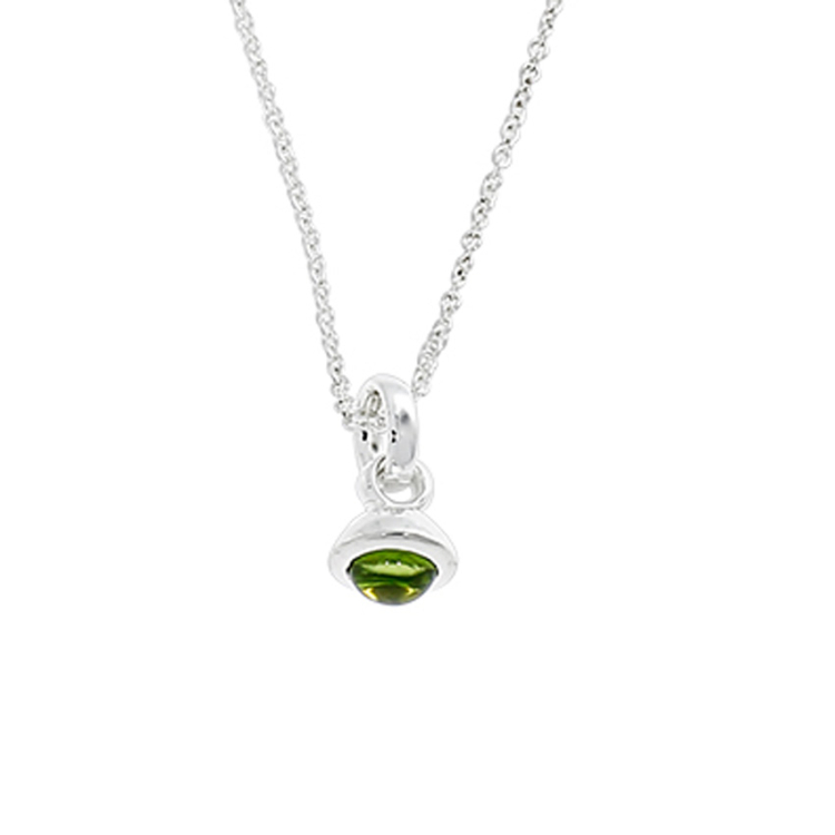 Pendant silver acorn peridot 5 mm cab