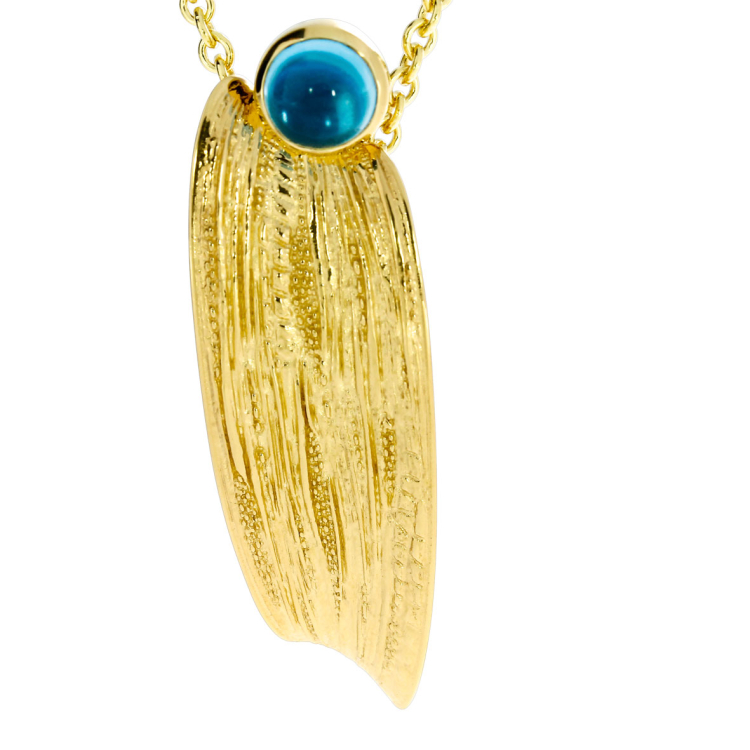 Pendant Strandcores si/gold plated Swiss Blue 7 mm cab