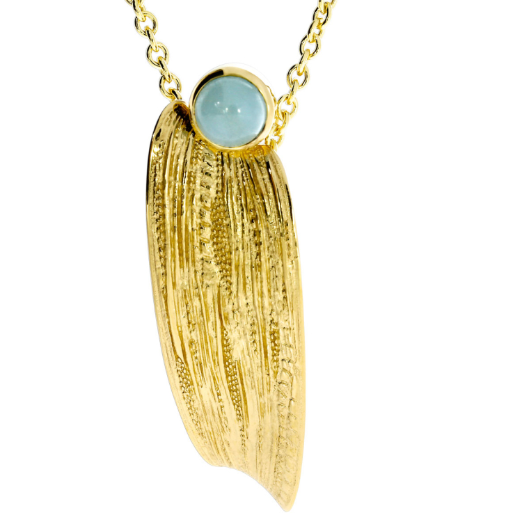 Pendant Strandcores si/gold plated Aquamarine 7 mm cab