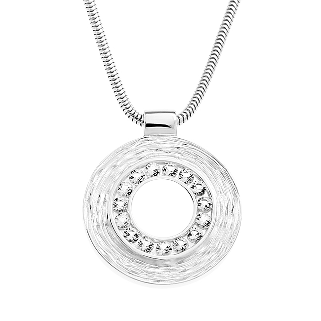 Pendant Crease Silver 19 mm round white Topaz