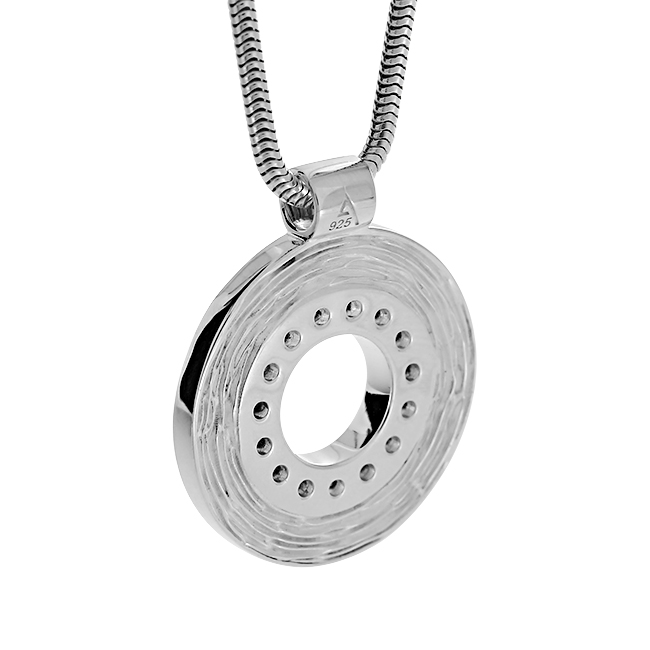 Pendant Crease Silver 19 mm round white Topaz