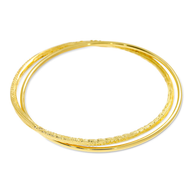 Bangle Strandcore Twin silver fine gold plated