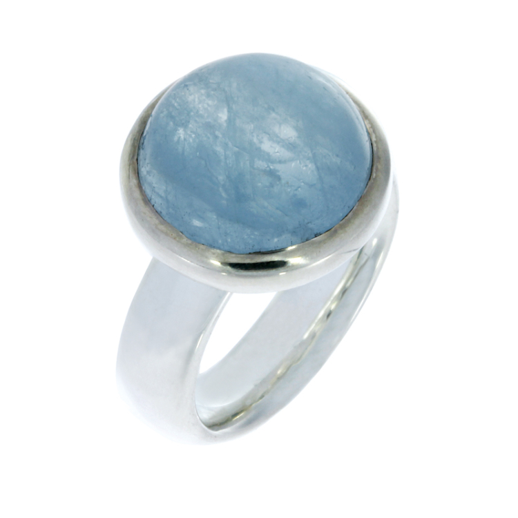 Ring si Aquamarine 14 mm 