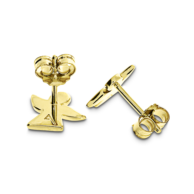 Stud earrings little guardian angel yellow gold plated