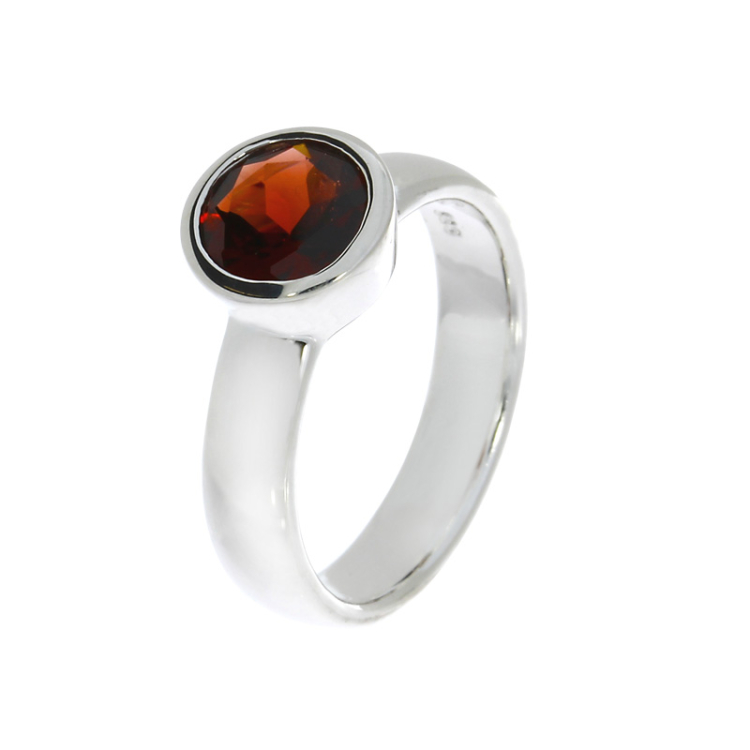 Ring si garnet 8 mm round fac