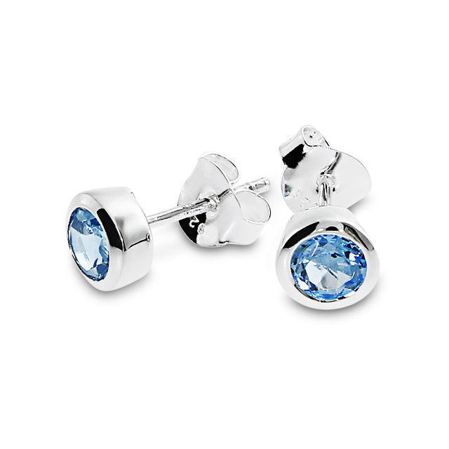 Ohrstecker Silber Sky blueTopas rund 5 mm fac