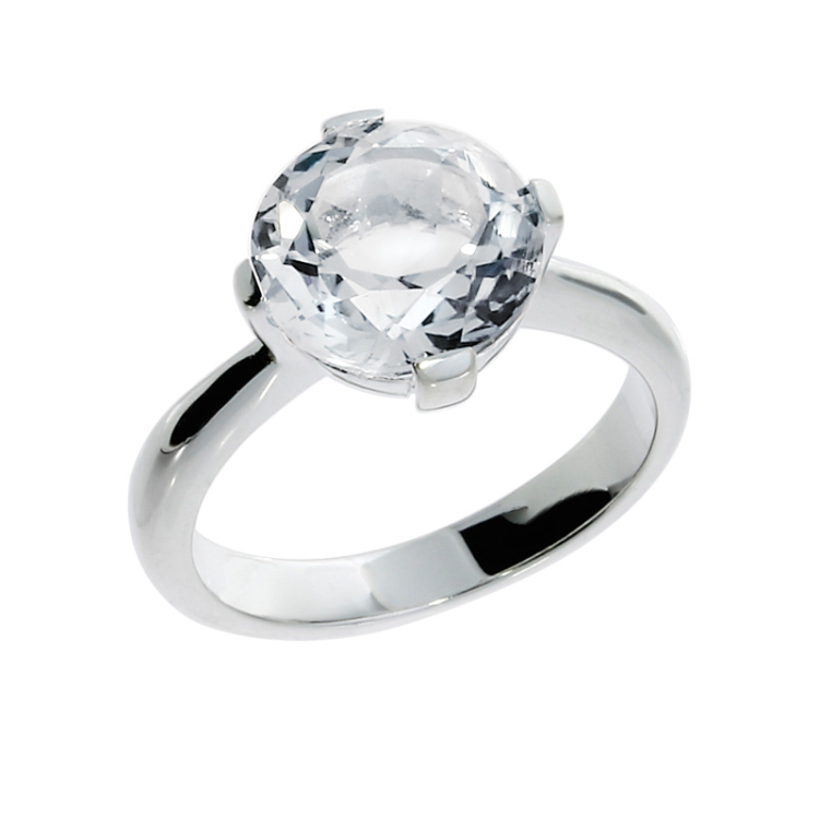 Ring si white topaz round