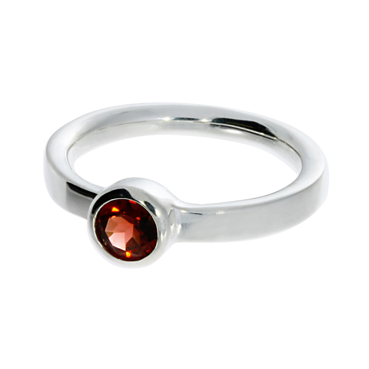 Ring si Garnet 5 mm round fac