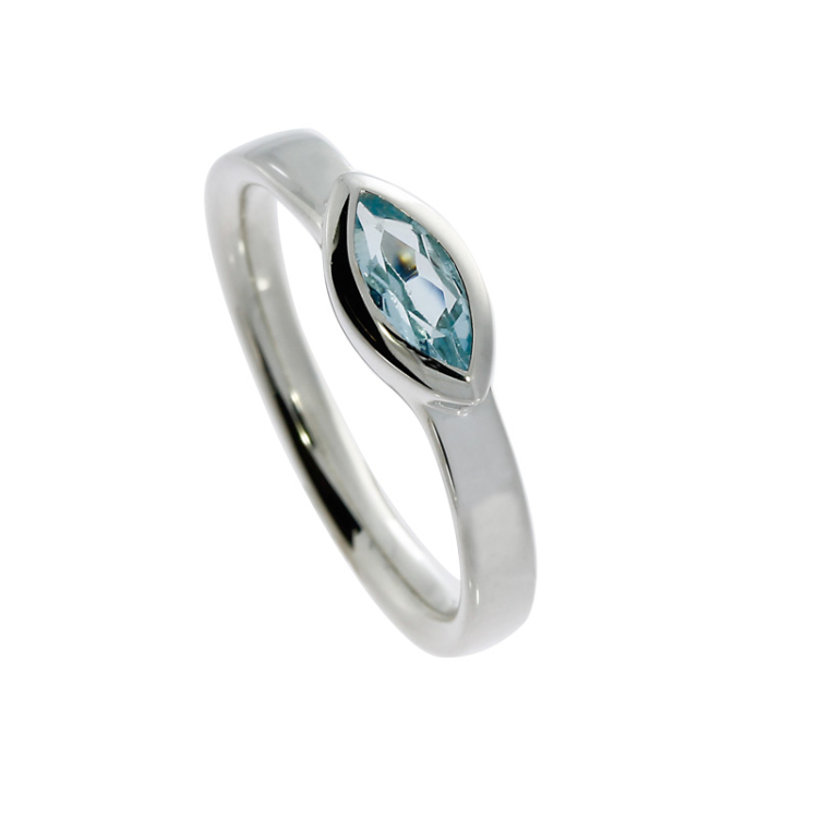 Ring si bl.topaz 8 x 4 navette fac