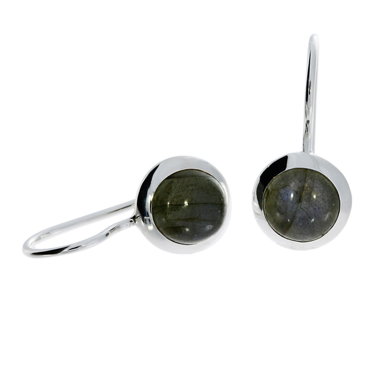 Earring si labradorite 8mm round cab