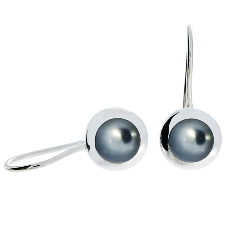 Earring silver moonstone round 8mm