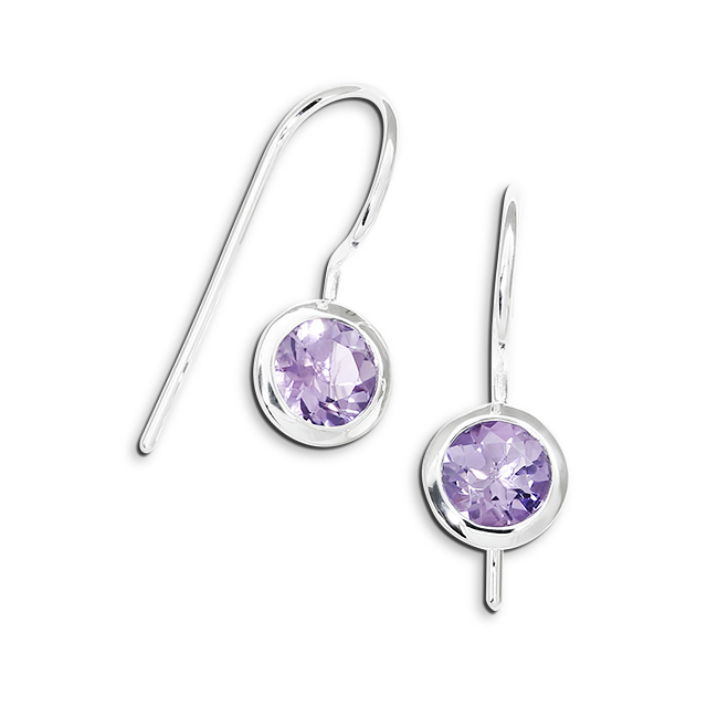 Earrings amethyst 6 mm round fac.