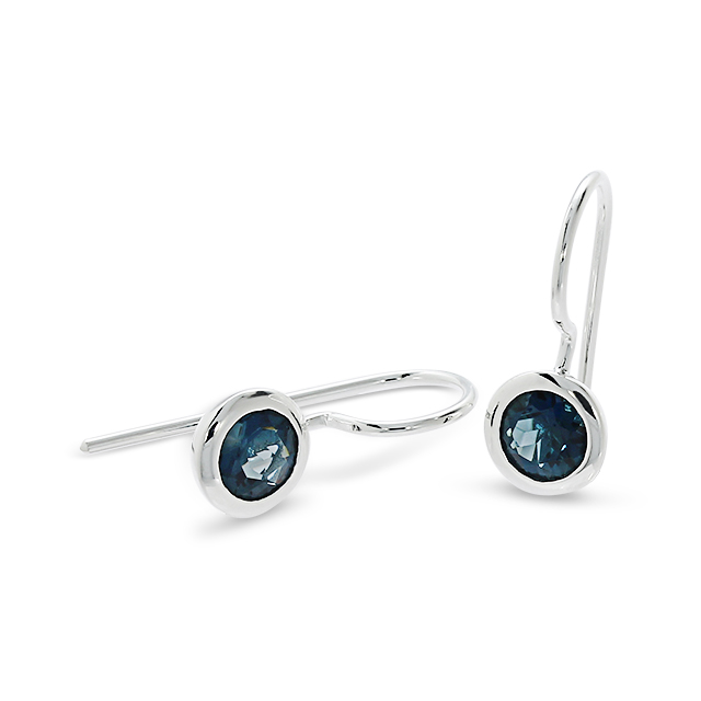 Ohrhänger London blue Topas 6 mm rund fac.